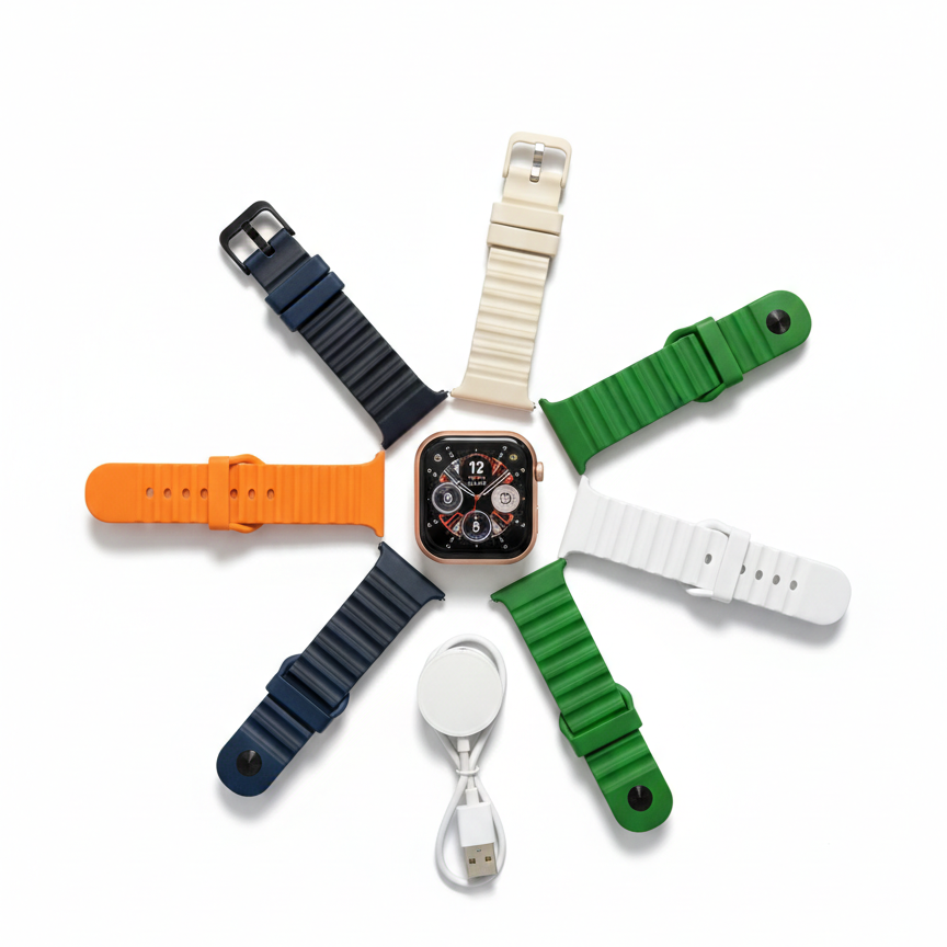 CROWN XT20 Series I0 Smart Watch 7+1 Combo – 2.01” Big Display with 7 Interchangeable Straps & Bluetooth Calling