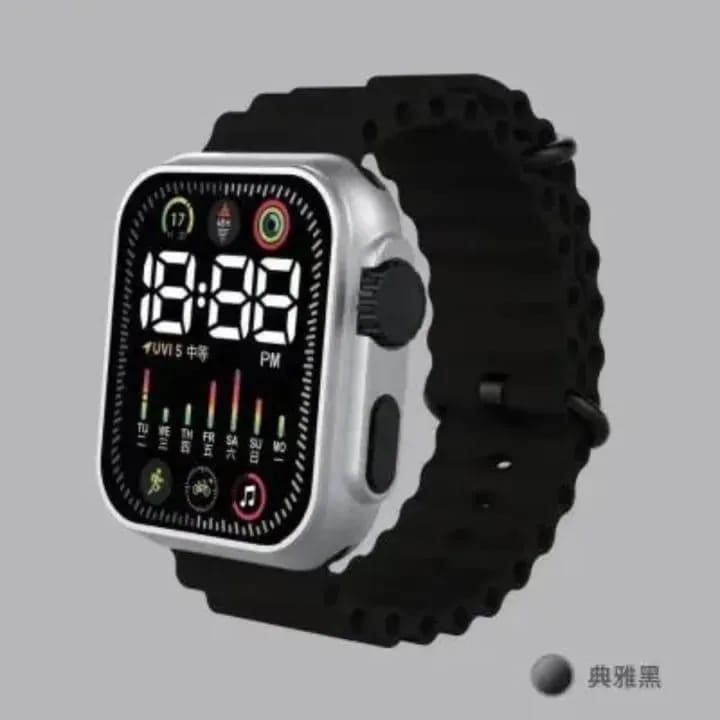 Unisex Waterproof Digital Display Watch – LED Screen Sports Wrist Watch for Men & Women (Black)